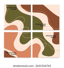  Set of abstract templates with wavy, organic shapes in earth tones.Trendy creative backgrounds for social media posts and stories,banners,branding design,covers 