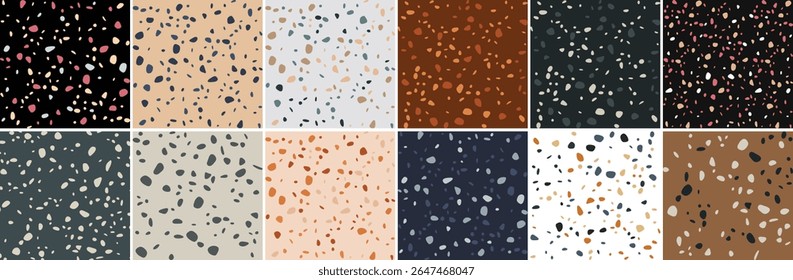 Set of abstract terrazzo marble texture. Classic terrazzo marble background collection