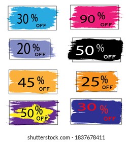 Set of abstract texture blot, spot and stroke from marker and brush for sale advertising and banner. Set of vector hand drawn illustration isolated on white background.