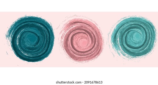 set of abstract texture spots in the shape of a circle. harmonious pink and green colors. it can be used as a background for text, a decorative element. stock vector illustration. EPS 10.