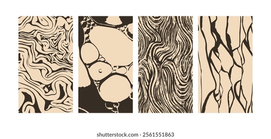 Set of Abstract Textured Vector Social Media Backgrounds in Neutral Tones