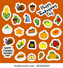 Set of abstract thanksgiving day icon. holiday symbols.
