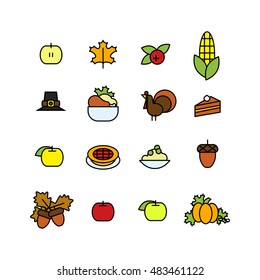 Set of abstract thanksgiving day icon. holiday symbols.