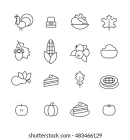 Set of abstract thanksgiving day icon. holiday symbols.