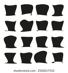 Set of abstract top hat icons. Silhouette vector illustration. Black and white design.