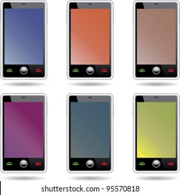 Set of abstract  touchscreen smart phones. Vector illustration