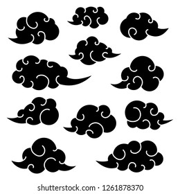 set of abstract traditional chinese cloud template with transparent backgrond, chinese new year, japan culture, imlek, design vector eps 10