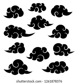 set of abstract traditional chinese cloud template with transparent backgrond, chinese new year, japan culture, imlek, design vector eps 10