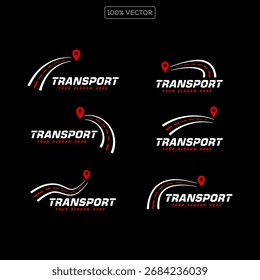 set of Abstract Transport Vector Symbol Logo Design Illustration on black background