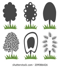 Set of abstract tree icons