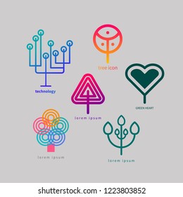 Set of abstract tree icons. Vector illustration