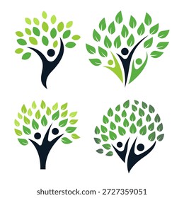 Set of Abstract Tree Logo Template. Suitable for wellness or eco business.
