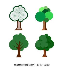 Set of abstract tree on a white background, Vector illustration