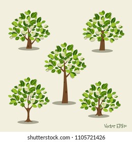 Set of abstract tree. Vector illustration.