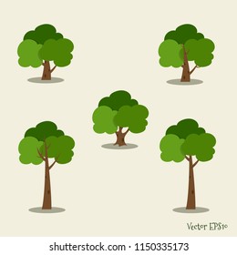 Set of abstract tree. Vector illustration.