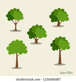 Set of abstract tree. Vector illustration.