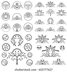 Set of abstract tree vector logo design template.