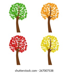 Set of abstract trees, vector illustration