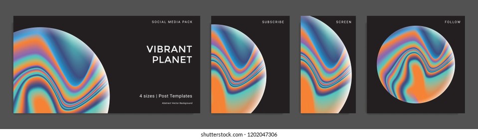 Set of abstract trendy backgrounds with surreal gradient textured spheres. Design templates for social media posts. Vector illustration. Eps10