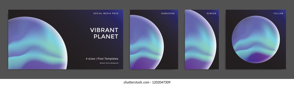 Set of abstract trendy backgrounds with surreal gradient textured spheres. Design templates for social media posts. Vector illustration. Eps10