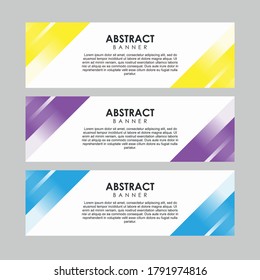 Set of Abstract Trendy Banner Design Template Vector, Professional Modern Graphic Banner Element with Yellow, Purple and Blue Geometric Background