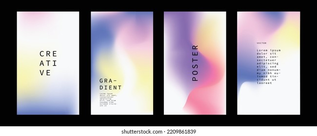 Set of abstract trendy in blending gradient color for background. Smooth minimalist color texture for poster template, cover, presentation, web and creative print.