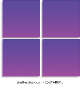 Set of abstract trendy color gradient backgrounds. Vector illustration wallpapers. Colorful backdrop with soft shadow. Violet modern screen effective design for user interface.