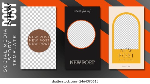 Set of abstract trendy design for stories with dispersion effect. Editable template for social networks stories. For create trendy stories, new posts .