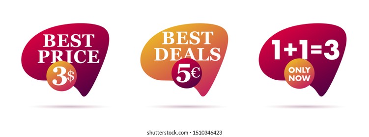 Set of abstract trendy dynamic style compositions, promotion banners, discount labels, text boxes.