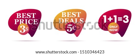 Set of abstract trendy dynamic style compositions, promotion banners, discount labels, text boxes.
