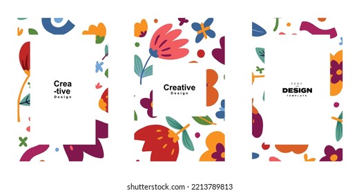 Set abstrakter, trendy florales Muster für das Design von Plakatvorlagen-Hintergrund