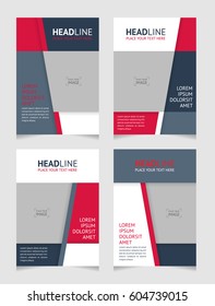 Set of abstract trendy geometric background template for cover, leaflet, brochure, poster in A4 size