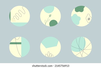 Set of abstract trendy graphic circular elements. Vector illustration for decor, print, design elements, flyer, cover. Set of 6 abstracts.
