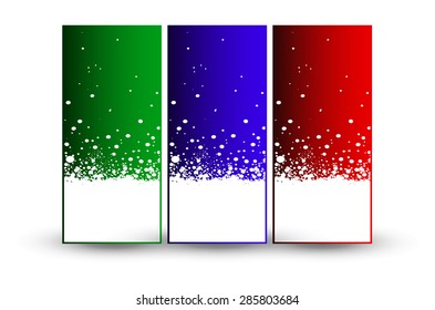 Set of abstract trendy green, blue and red vector banners background template or website headers. Vector design illustration