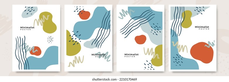 Conjunto de formas abstractas y de diseño dibujadas a mano. Conjunto de creación de patrones de afiches. Ilustración del vector