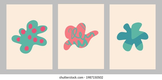 Un conjunto de impresiones abstractas de diseño minimalistas. Perfecto para la decoración de la casa y el diseño de la cubierta. Elementos orgánicos vectoriales de mano libre. 