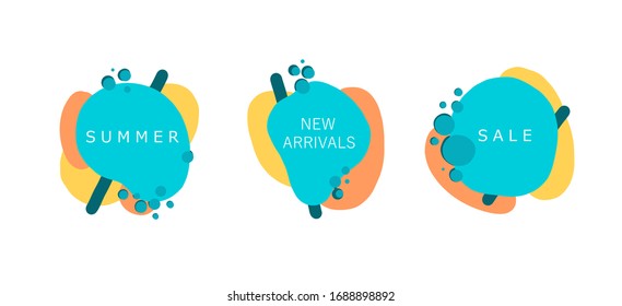 Set of abstract trendy modern backgrounds, cards, brochures, covers. Packaging design template. Fluid organic colorful shapes, design elements.
