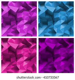 Set of abstract Triangle Backgrounds in purple coloring