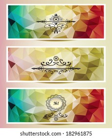 Set Abstract triangle banners  red yellow gold color for advertising something