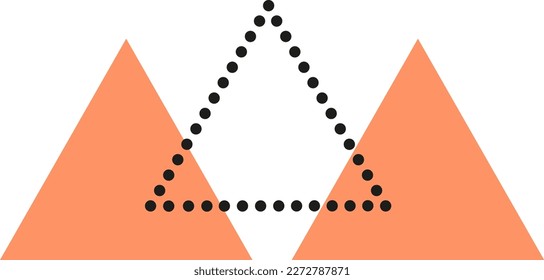 Set of an abstract triangle. Dots line. Vector illustration.