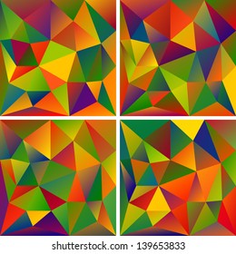 Set of Abstract Triangle Geometrical Multicolored Background, Vector Illustration EPS10, Contains Transparent Objects and Gradient