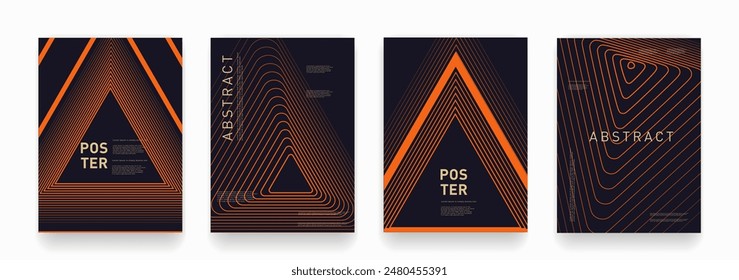 Set von Abstrakten Dreieckslinien Hintergründe für Werbung, Web, Social Media, Poster, Banner und Cover. Moderne geometrische Design-Vektorillustration für Unternehmen und Corporate Sound mit 3D Tech 