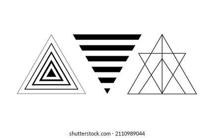 Set of abstract triangle shapes for a logo or poster design. Isolated on white background.