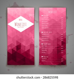 Set of Abstract triangle wine menu background