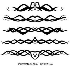 Set of abstract tribal designs. Tribal tattoo designs. Tribal page border elements.