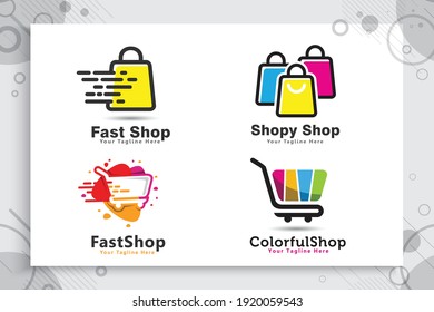 Set of abstract trolling vector logo with simple and modern concept designs illustration for online shop digital template.