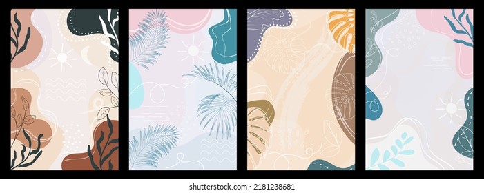 set of abstract tropical leaf. jungle tropical background, plant vector