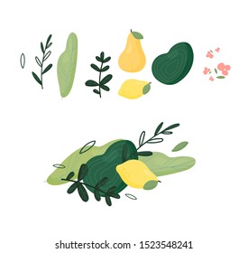 Set of abstract tropical leaves. Vector design elements.