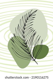 Set of Abstract Tropics Hand Painted Palm Illustrations for Wall Decoration, minimalist flower in sketch style. Postcard, Social Media Banner, Brochure Cover Design Background. Modern Painting Artwork