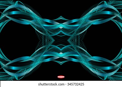 set of abstract turquoise lines slate waves cyan band isolated on black background. vector illustration
